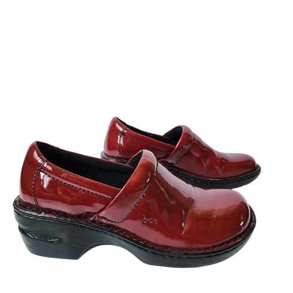 Born BOC Shoes Womens Size 8.5M Peggy Casual Slip On Wedge Clogs Red BC1632 EUC - Picture 1 of 11